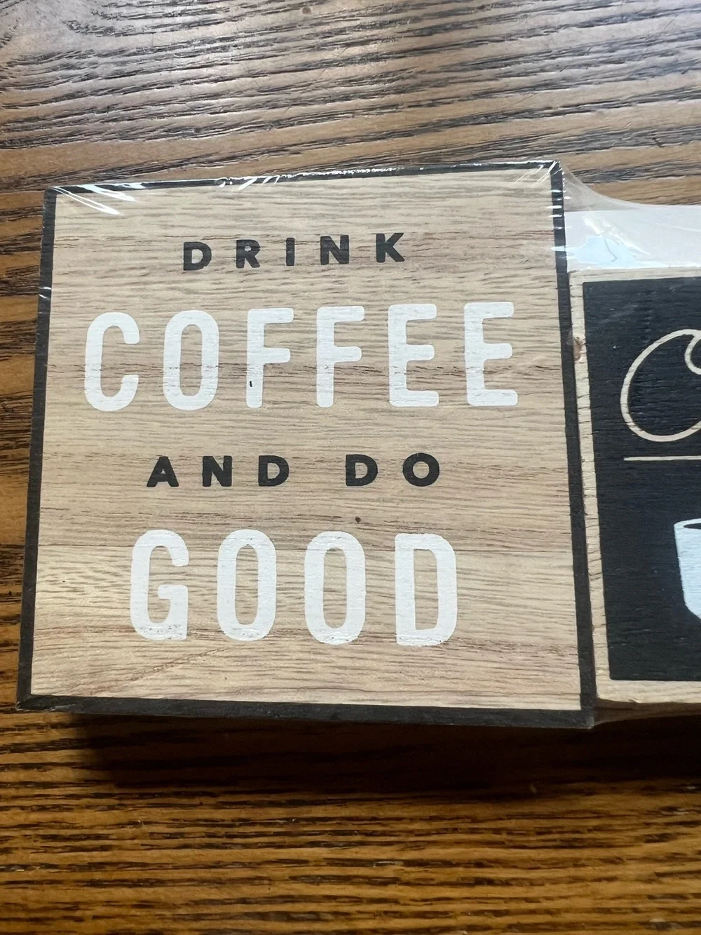 Coffee Bar Mini Wooden Sign Set 3pc Farmhouse Tiered Tray Decor